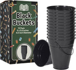 Houseables black metal bucket front view and handle