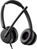 EPOS Impact 460T headset front view showing dual ear pads and microphone boom arm