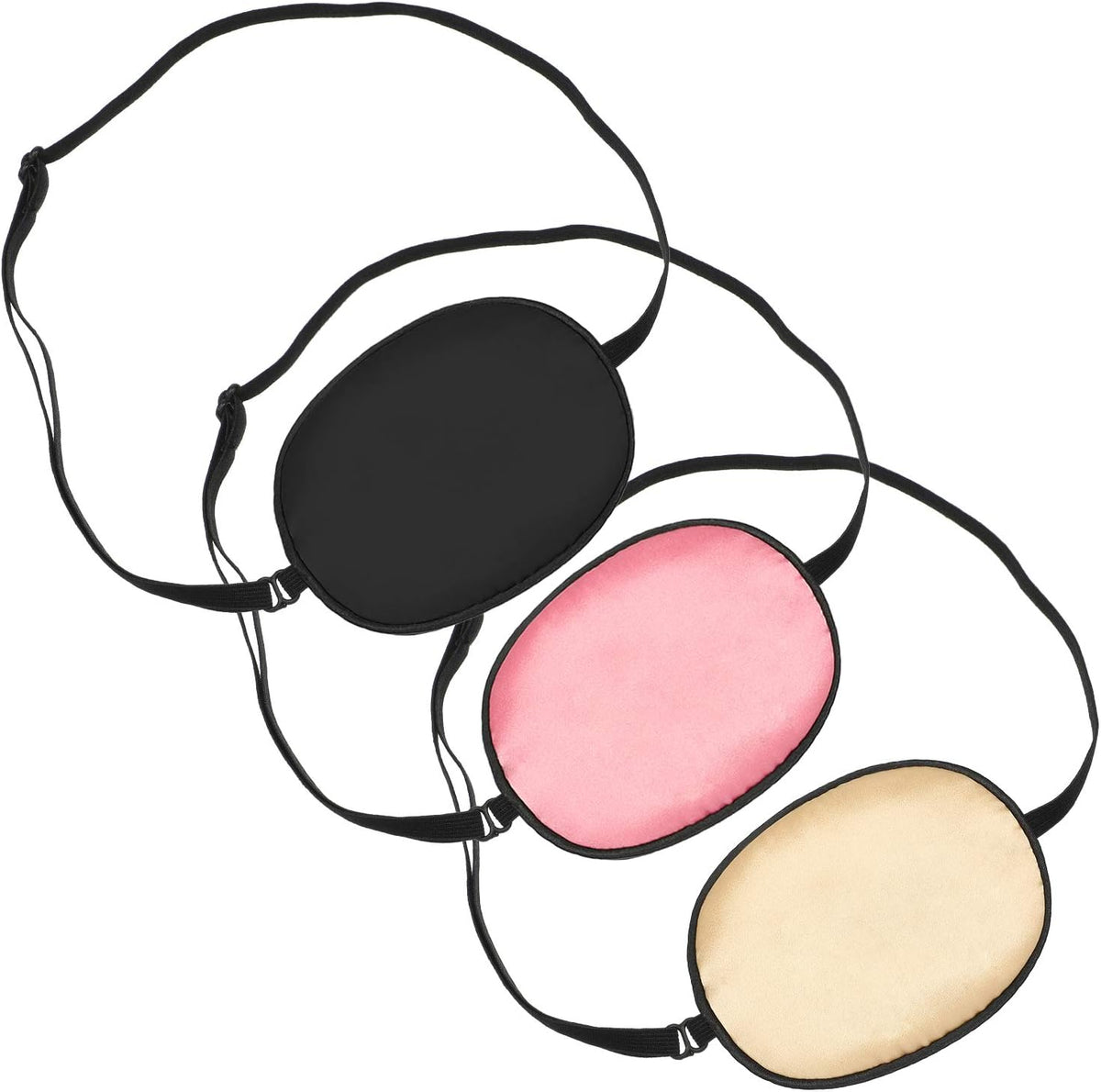 Skylety Three Pieces Silk Eye Patch front view showcasing the premium black color option.