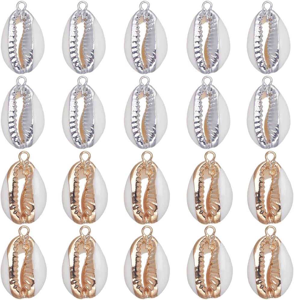 SUNNYCLUE 1 Box 16Pcs 4 Style Electroplate Spiral Seashells Craft Charms Connectors Pendant Conch Shells Charms with Plated Golden Loop Bail for Bracelet Necklace Making Craft Supplies - Image 14