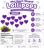 Fruidles purple grape hard candy lollipop five gram size close up display.