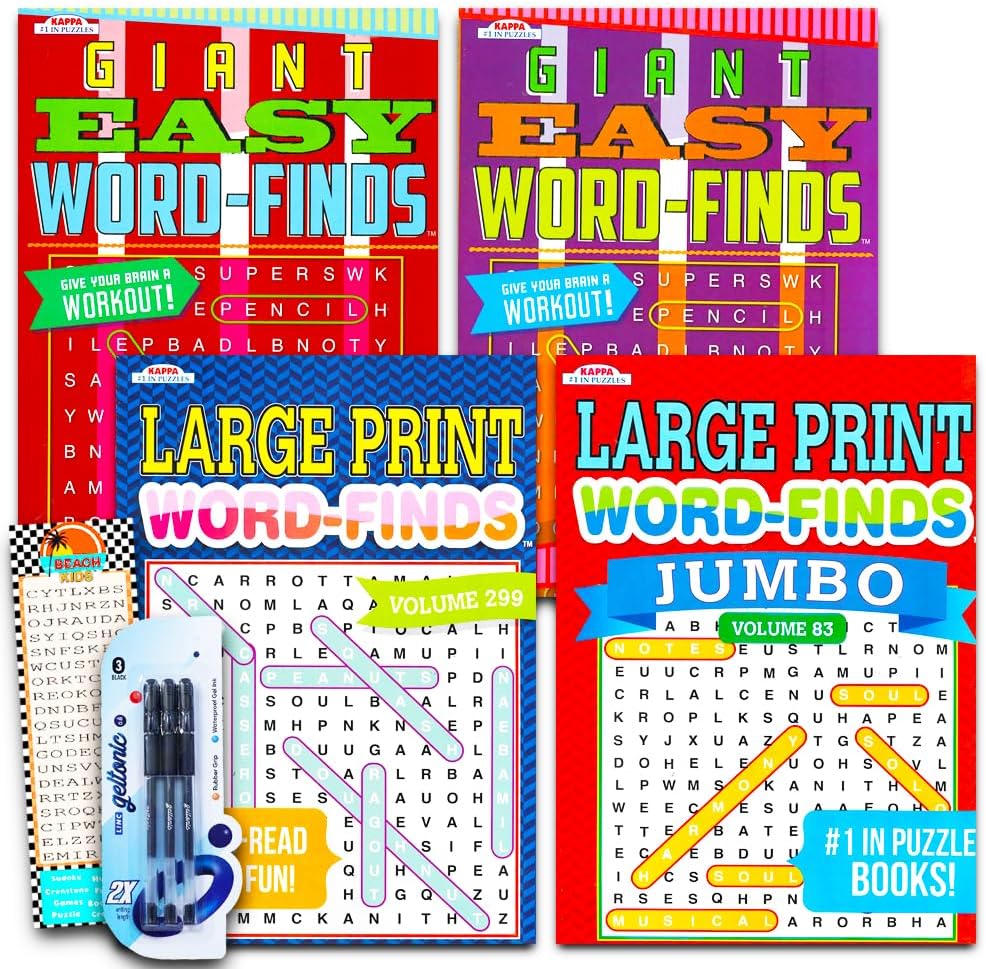 Bendon word find puzzle books set of four front view showing large print cover designs