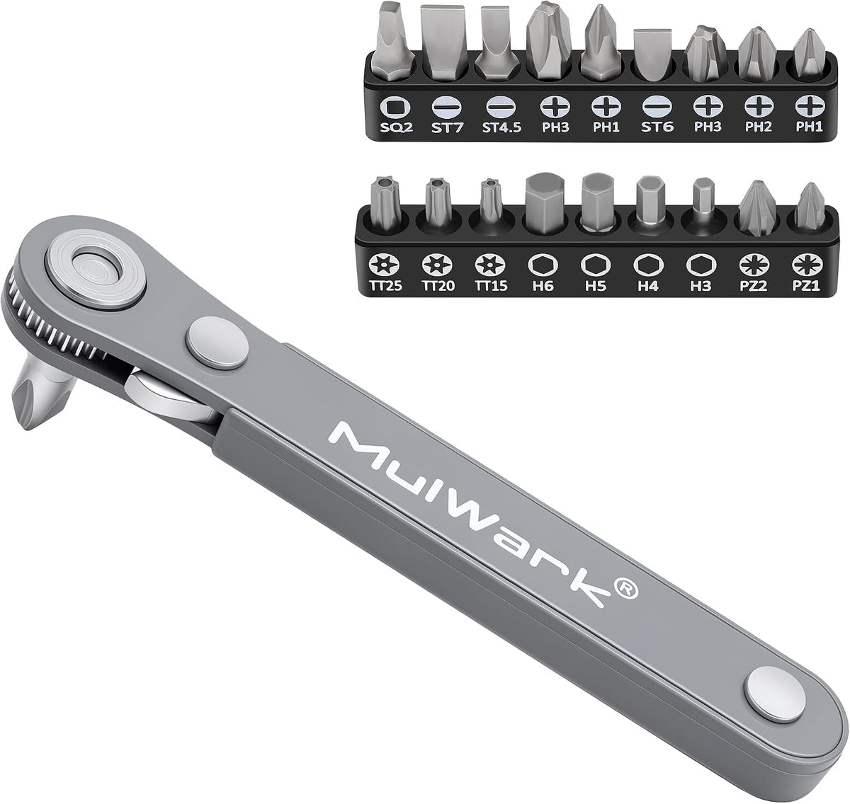 MULWARK 11pc Right Angle Screwdriver 1/4 Mini Ratchet Wrench Close Quarters Pocket Screwdriver Set with High Torque & Low Profile- EDC Tool with 90 Degree Mini Offset Reversible Drive Handle - Image 9