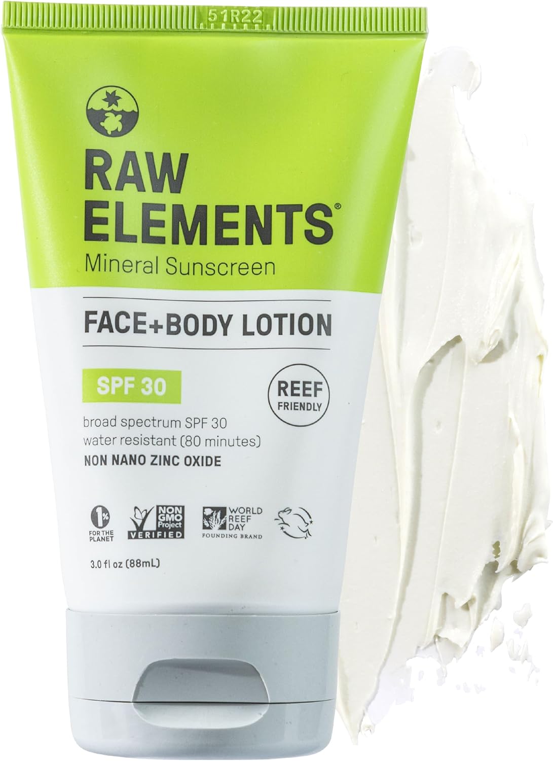 Raw Elements Face and Body Mineral Sunscreen front view tube packaging