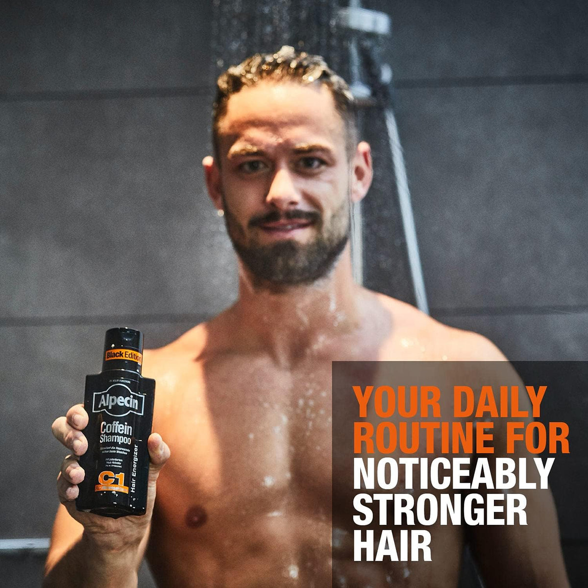 Alpecin C1 caffeine shampoo bottle texture showcase