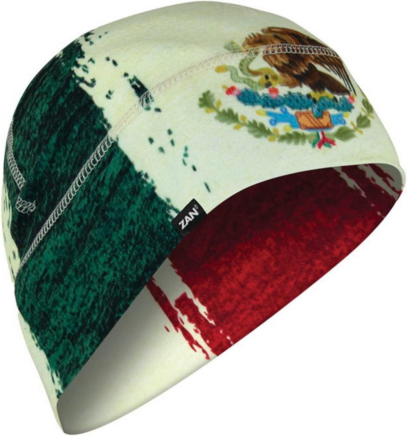ZANheadgear Helmet Liner Beanie SportFlex Series Mexican Flag front view authentic motorcycle skull cap