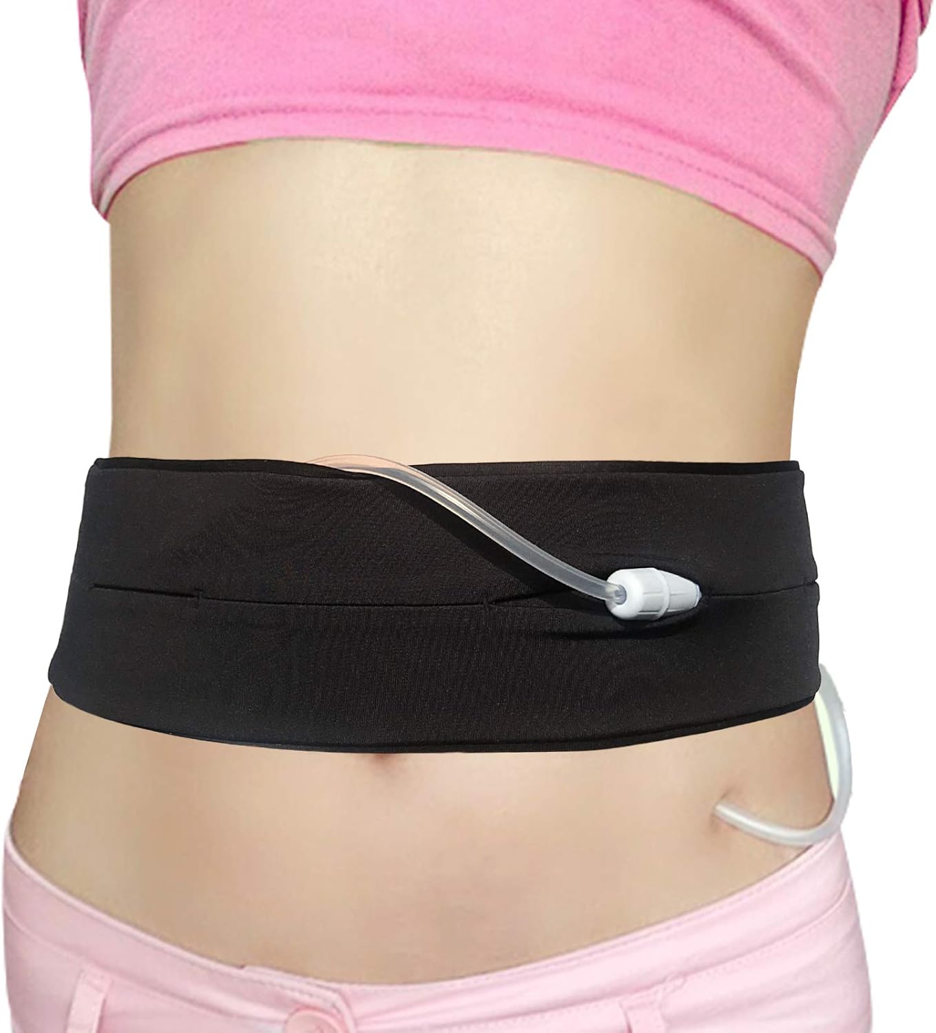 EaseCare Peritoneal Dialysis PD Belt Catheter Holder Adjustable Abdominal Waist Accessories for Stomach G/Peg/J Feeding Tube Women Men Black, Large 36-50" - Image 1