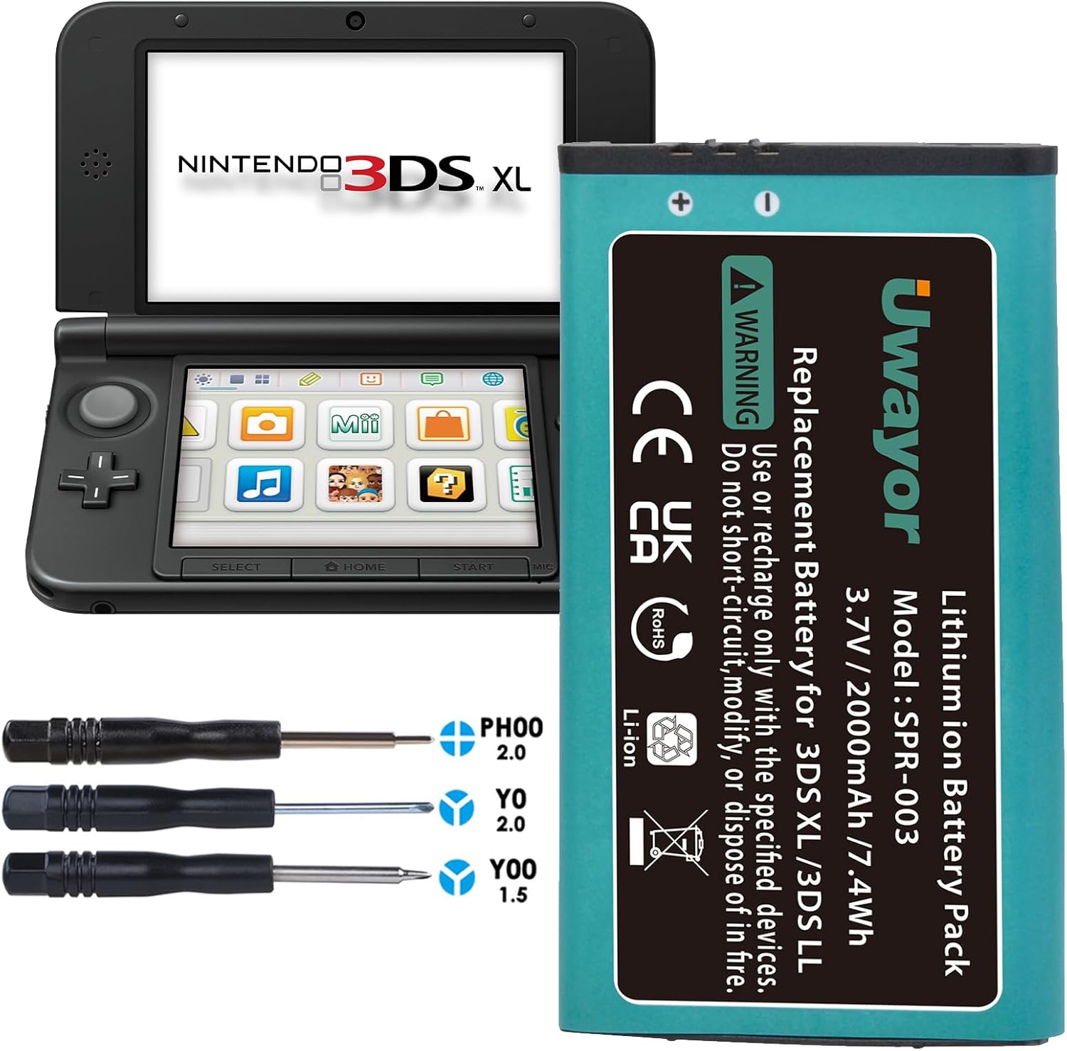 Uwayor Nintendo 3DS XL replacement battery front view