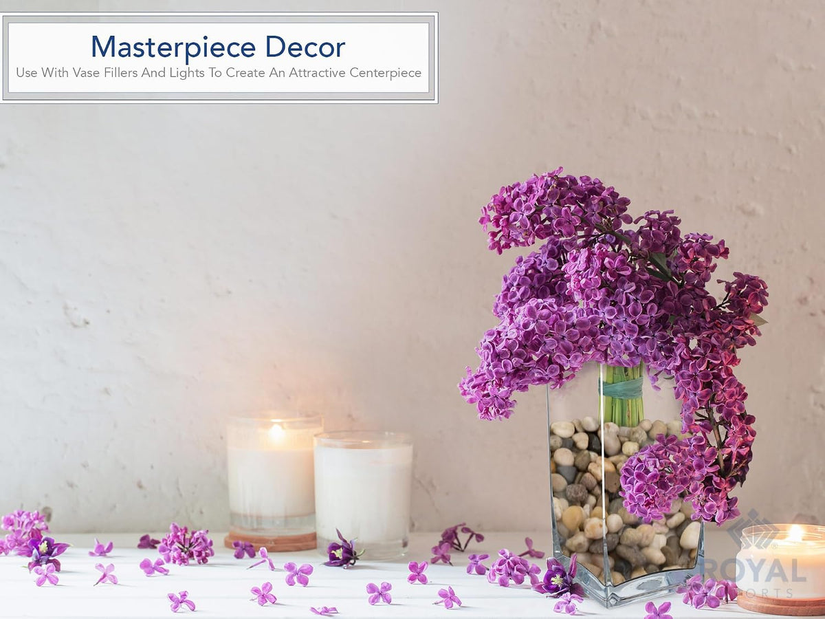 Royal Imports decorative glass vase styled for a wedding table setup