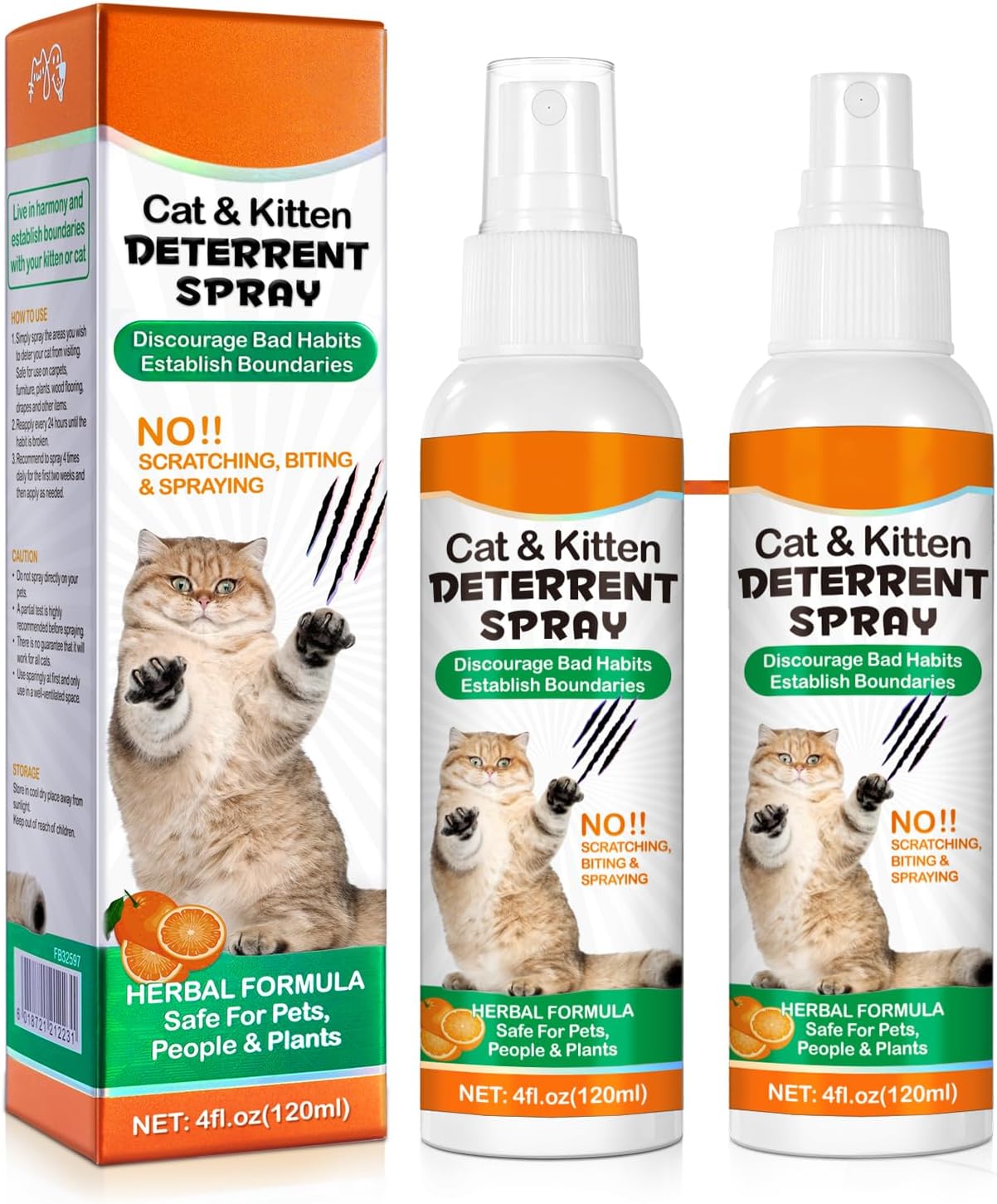 Generic cat deterrent spray front view bottle packaging