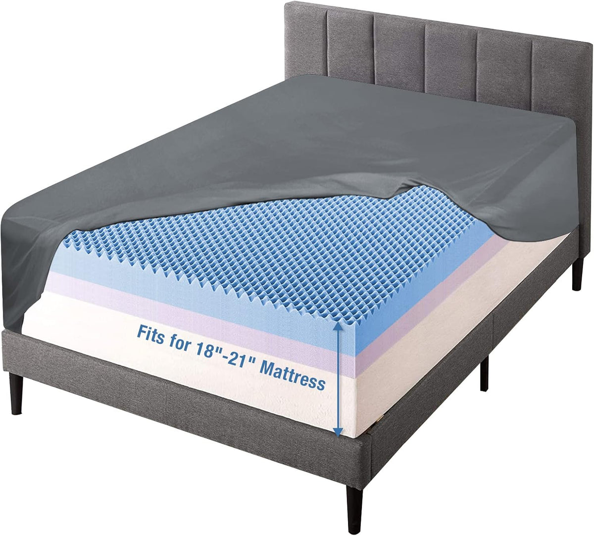 Bedecor full size fitted sheet front view in gray microfiber