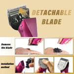 Three pack silver pet grooming clipper blade replacements arranged neatly for comparison.