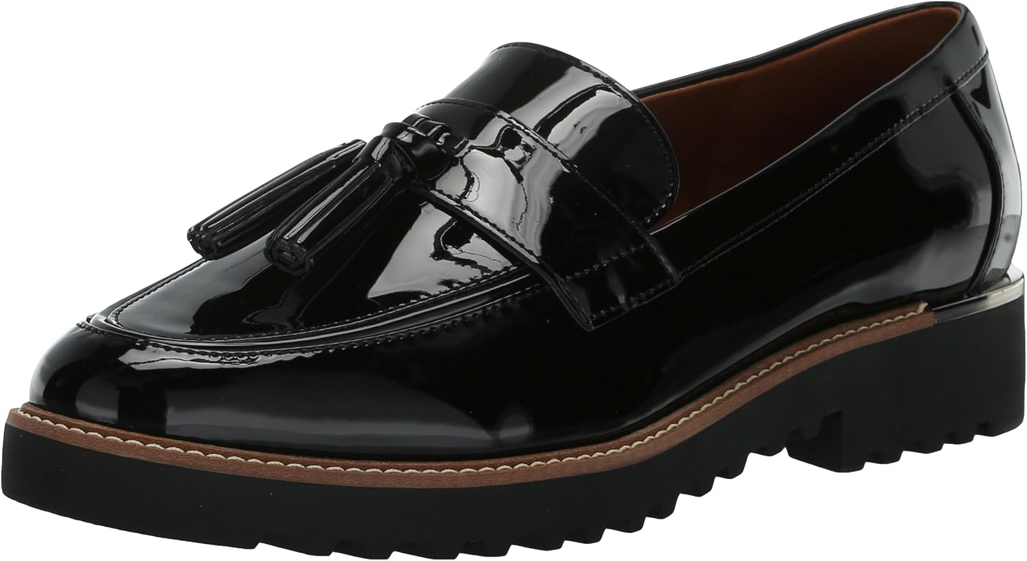 Franco Sarto women's Carolynn tassel lug sole loafer front view