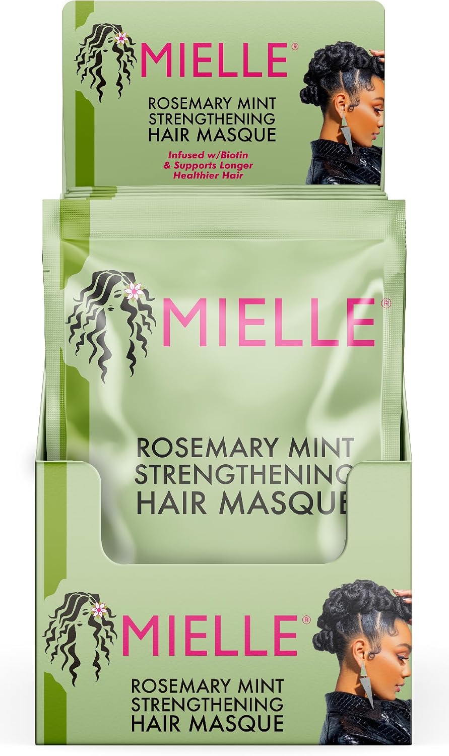 Mielle Organics Rosemary Mint Strengthening Hair Masque front view authentic USA hair treatment packaging