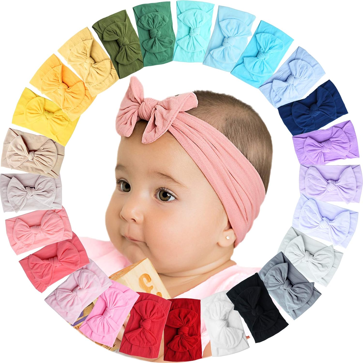 Kangaroo 25 piece baby bow headband set front view