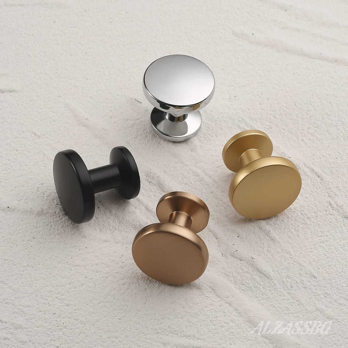 Matte black finish kitchen drawer knob installed