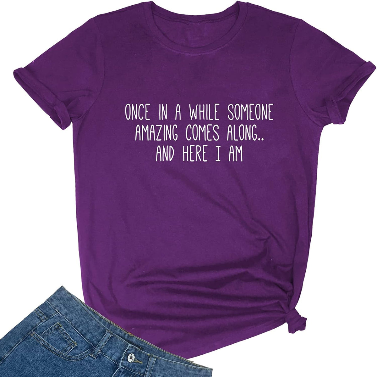 Blackmyth women's graphic funny t-shirt styled with denim jeans