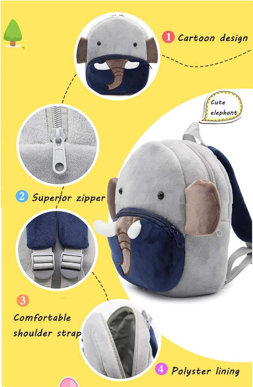 Ladyzone 10-inch preschool book bag main zipper compartment open