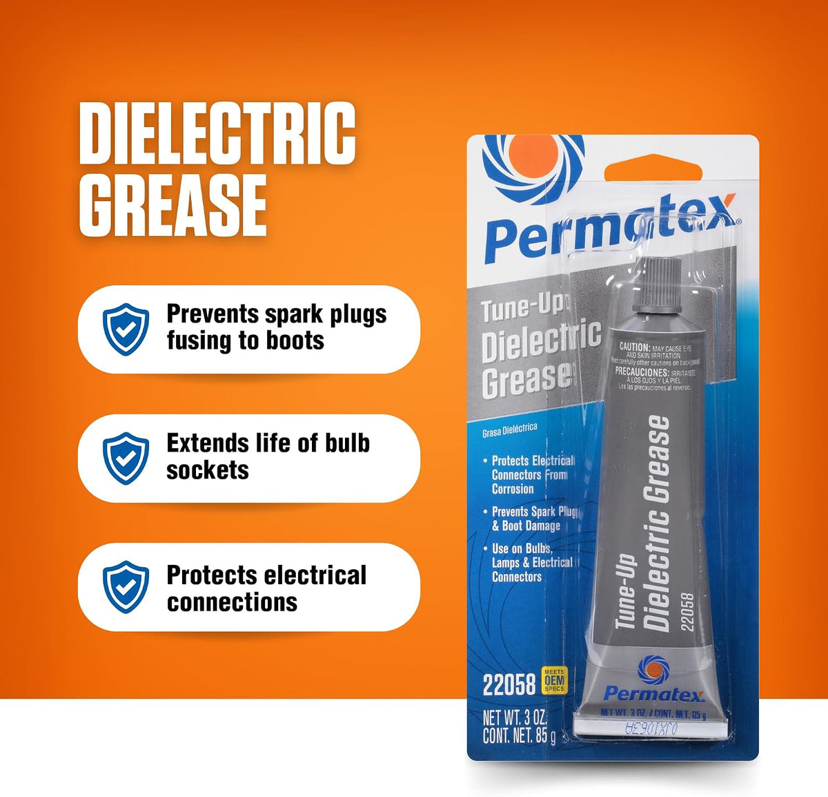 Permatex 3 fluid ounce grease tube next to scale