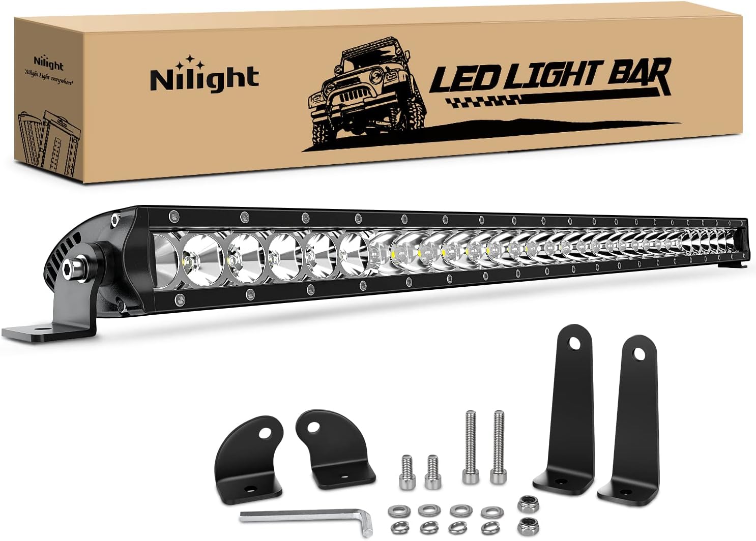Nilight 31 inch single row LED light bar front view