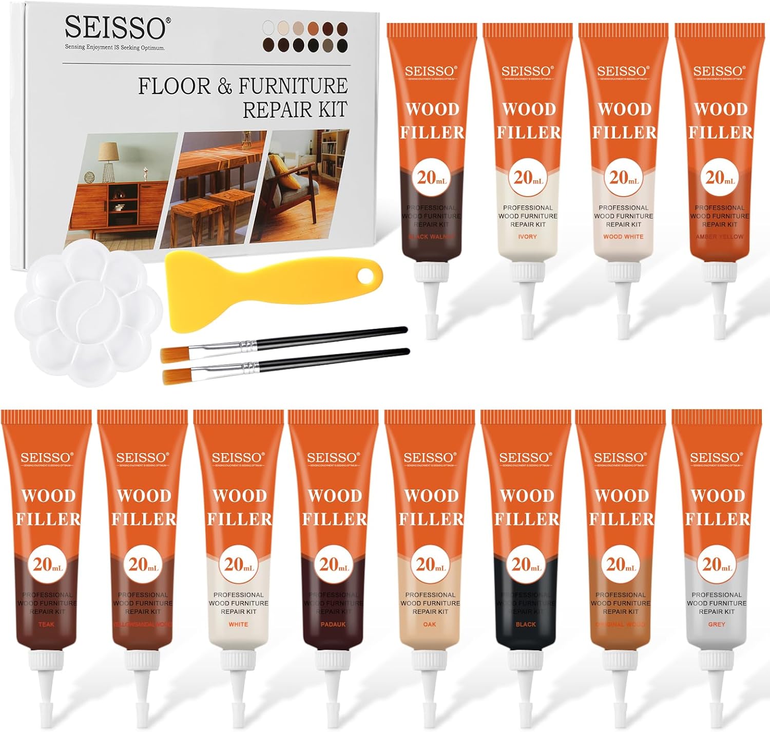 SEISSO 12 Colors Furniture Wood Floor Repair Kit front view wood restorer