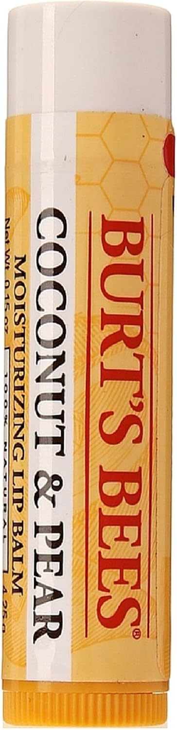 Burt's Bees Coconut and Pear Moisturizing Lip Balm front view packaging
