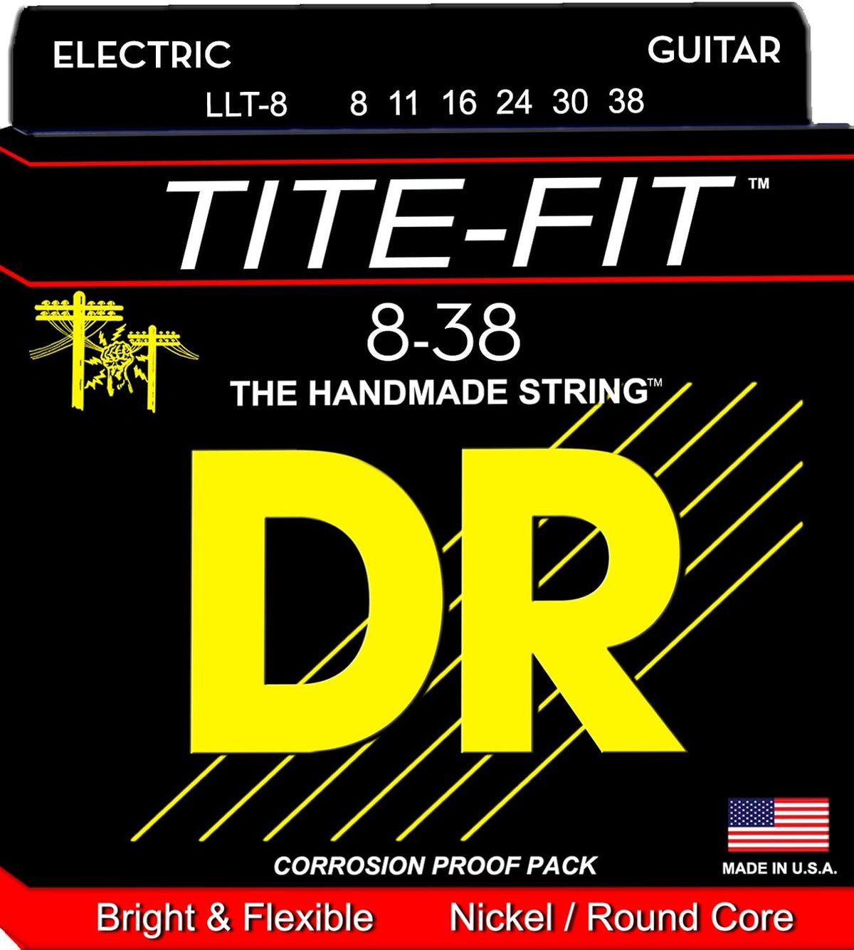 Dr Strings Tite Fit Electric Round Core 8 38 front package view for guitarists