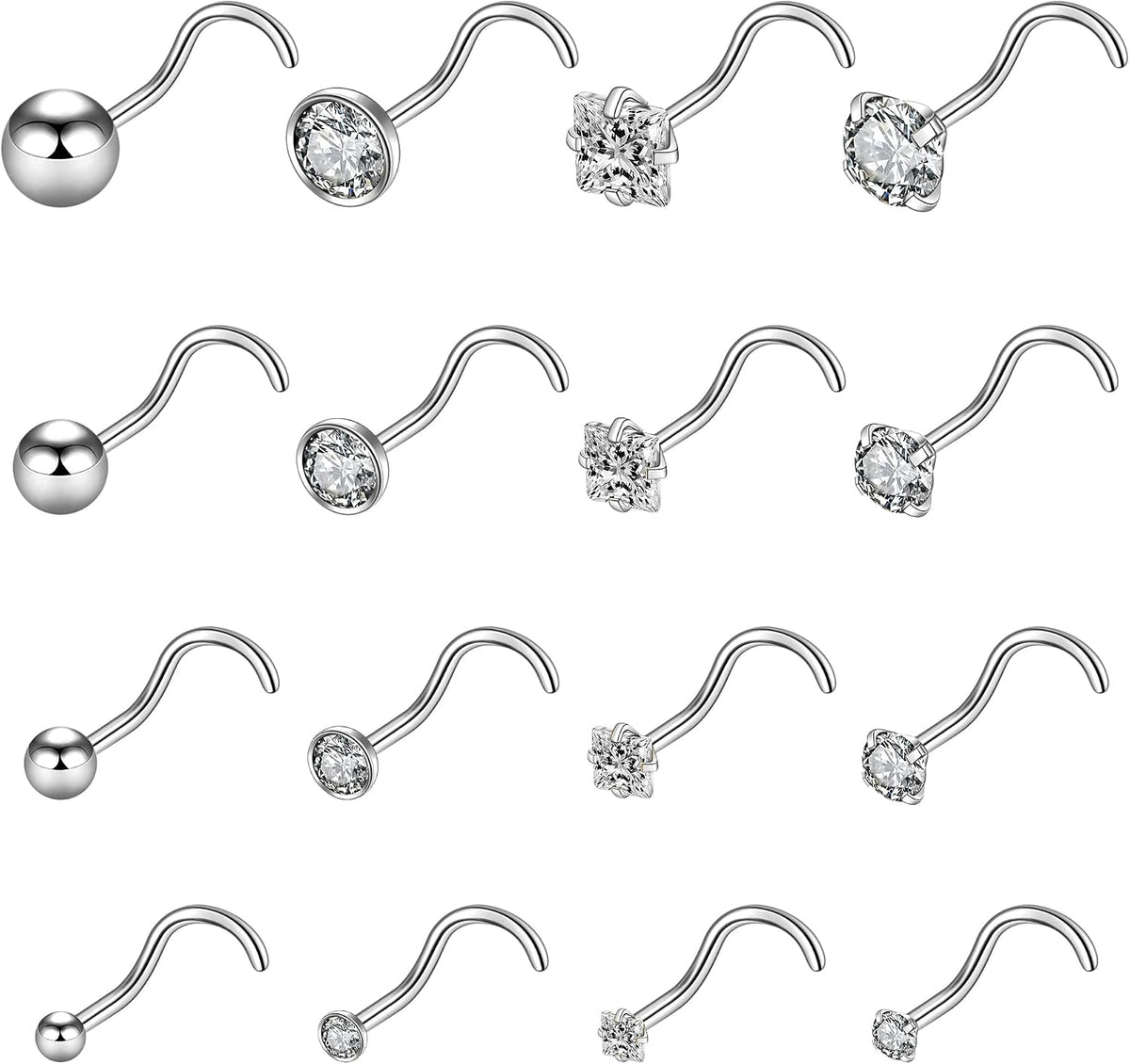 Monily stainless steel nose stud front view