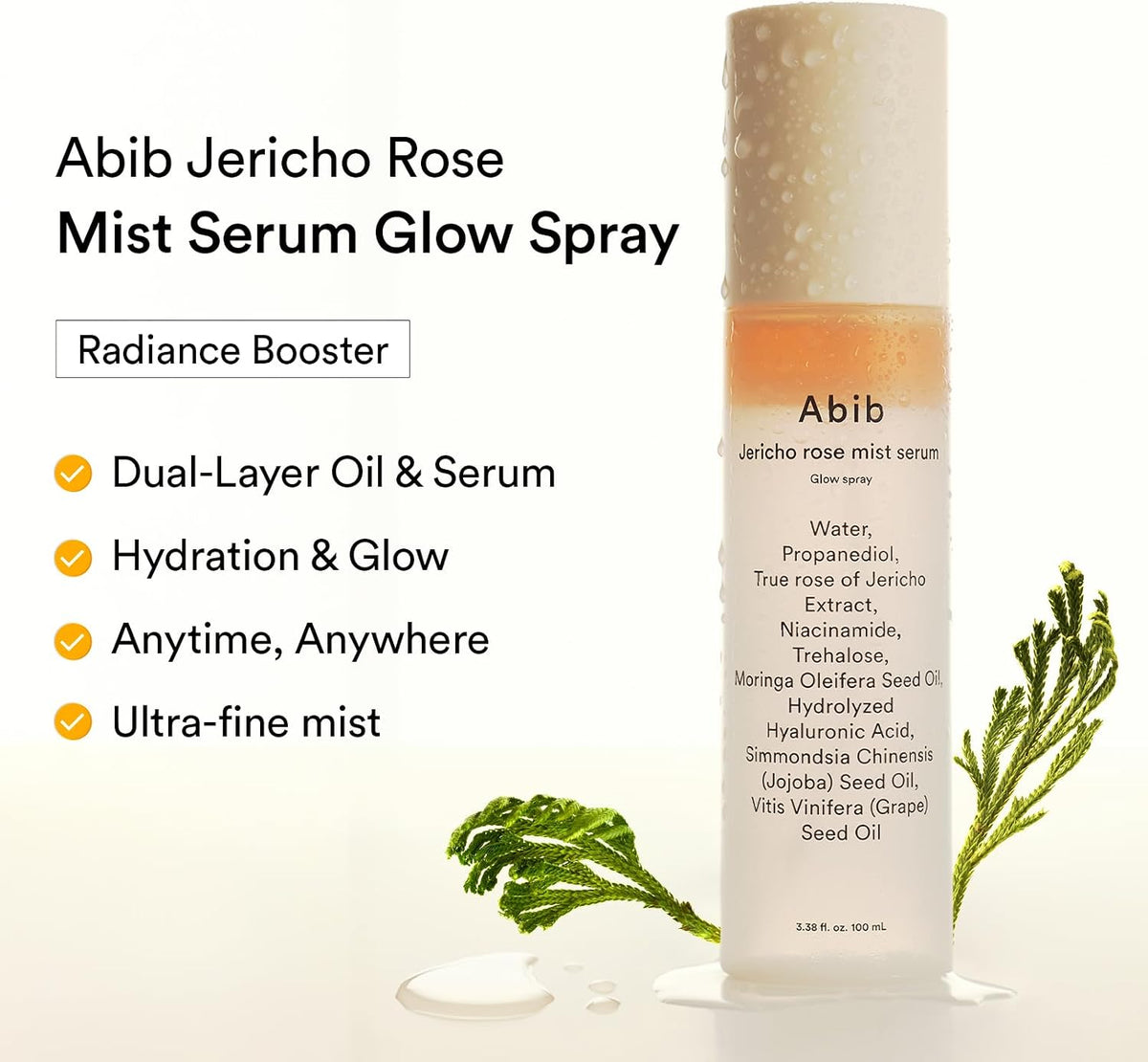 Abib hydrating facial mist spray bottle showcasing the signature clear packaging and fine nozzle.