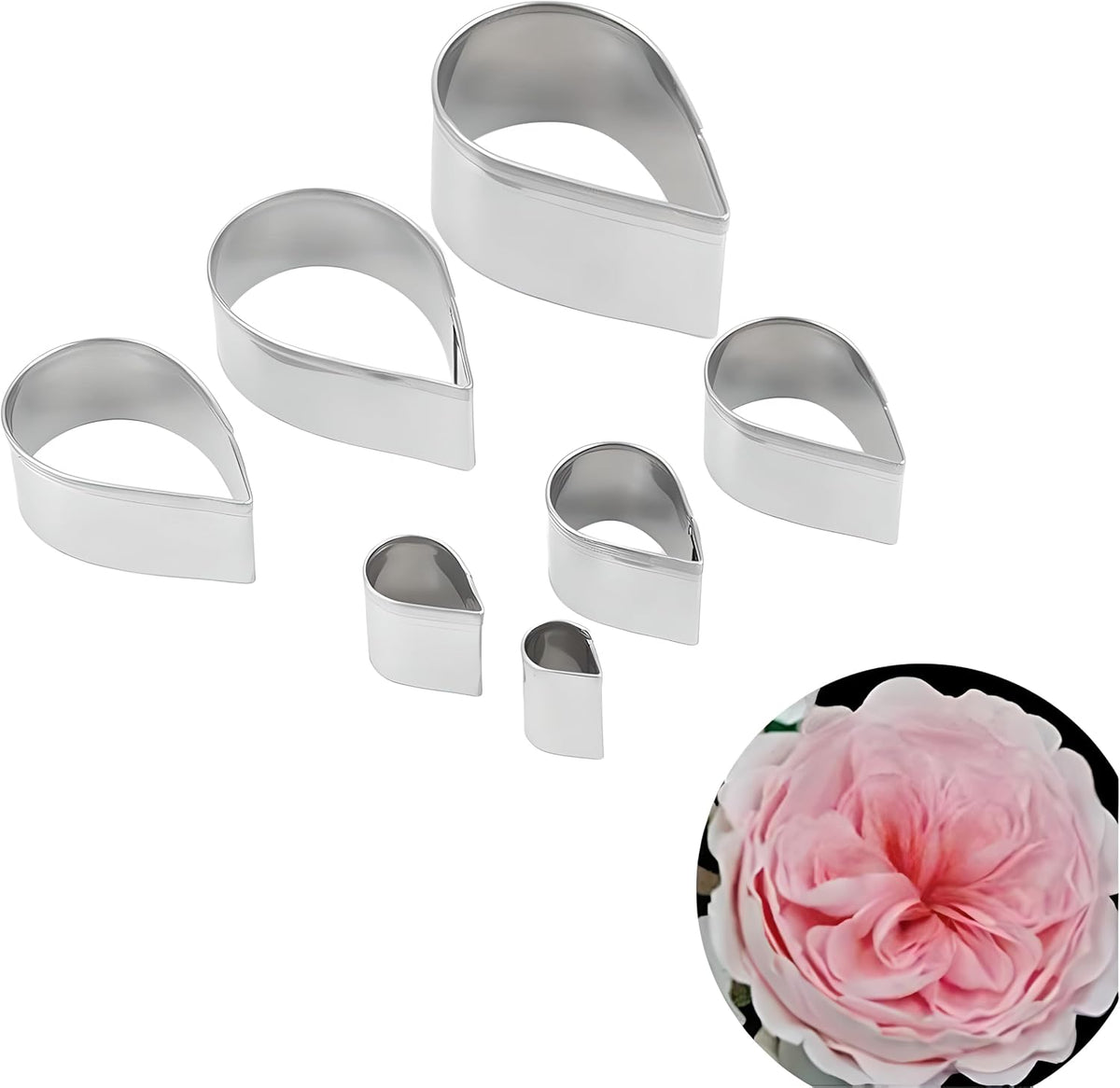 Zavaca stainless steel rose petal cutters layout