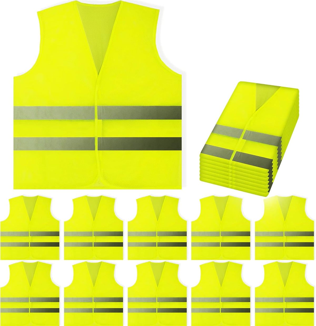 20 Pack, Yellow Reflective High Visibility Safety Vest, Hi Vis Silver Strip, Men Women, Work, Cycling, Runner, Construction (Mesh, 20)... - Image 14