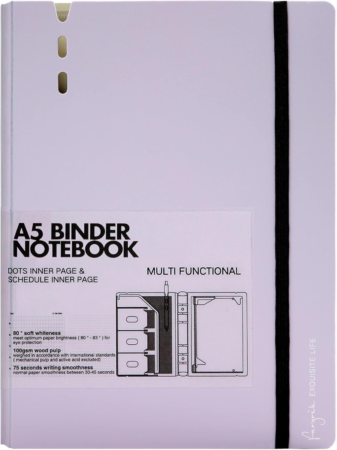 CAGIE A5 Binder 6 Ring Refillable Notebook with Dividers & Pockets | Daily Planning Square Ruled and Dotted Pages, Refill Paper Included, 6.89 x 9.25 In (Grey, A5 Daily & Dot Page) - Image 14