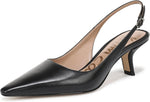 Sam Edelman Bianka slingback pump front view showing pointed toe and kitten heel