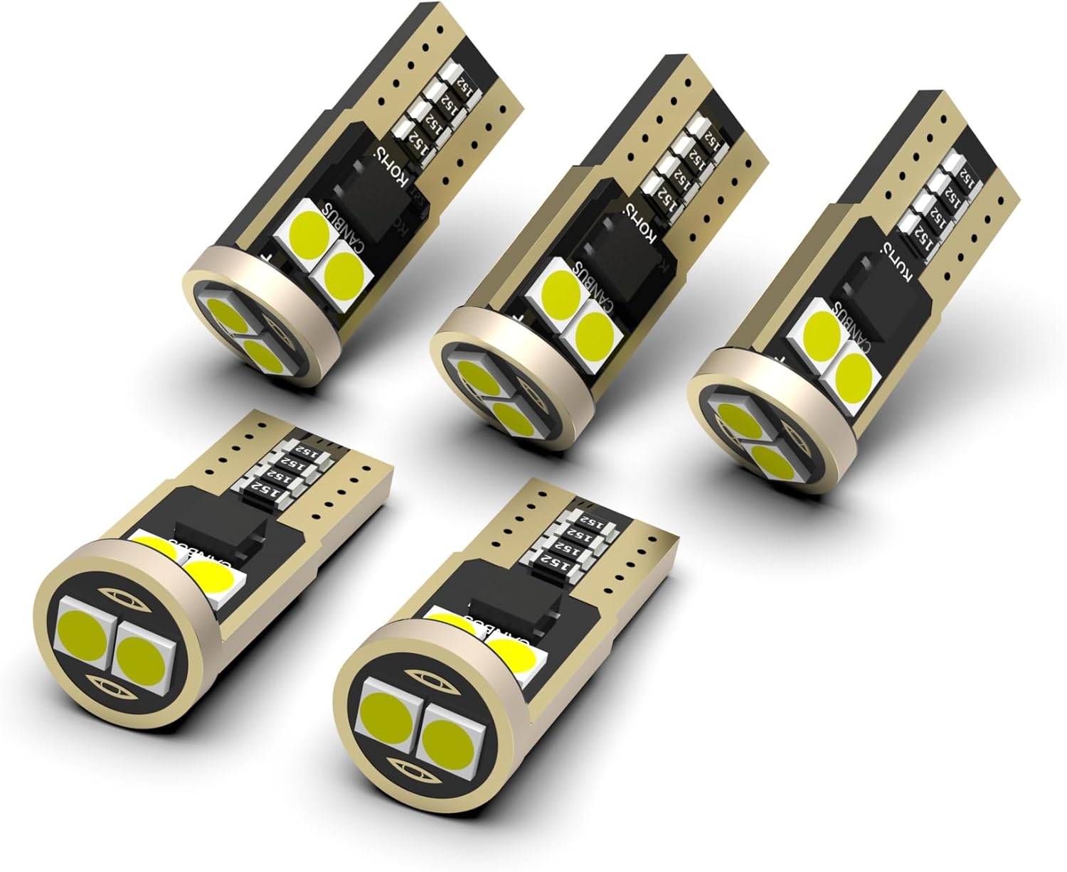 Atmufelp 194 LED bulbs front view showing the amber 3030 SMD chipset.