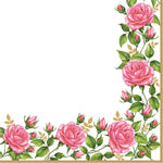 Vintage botanical rose print luncheon napkins