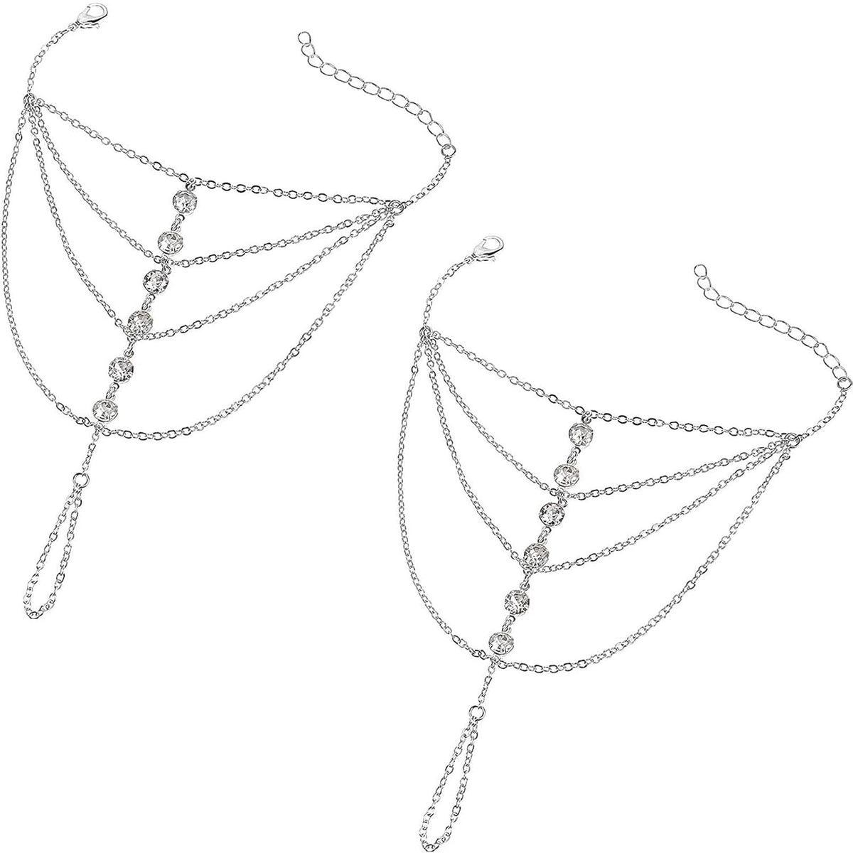 Suyi finger ring bracelet front view hand harness
