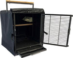 Exotic Nutrition Pet Travel Cage Cover front view showing custom fit over a portable animal cage.