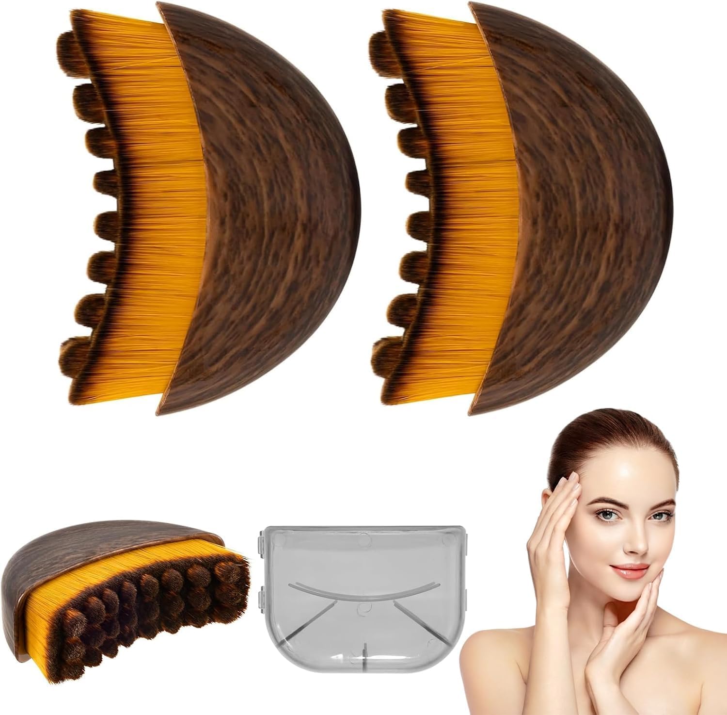 Sixco Lymphatic Contour Face Brush two piece set with protective cases front view