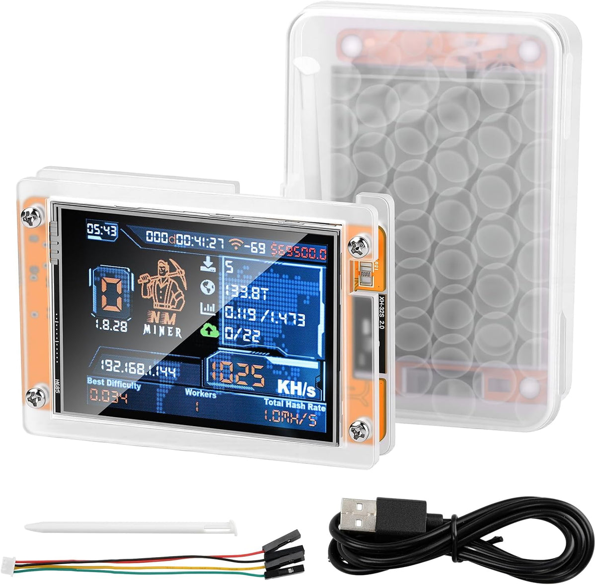 Aideepen ESP32 bitcoin miner connected with USB cable