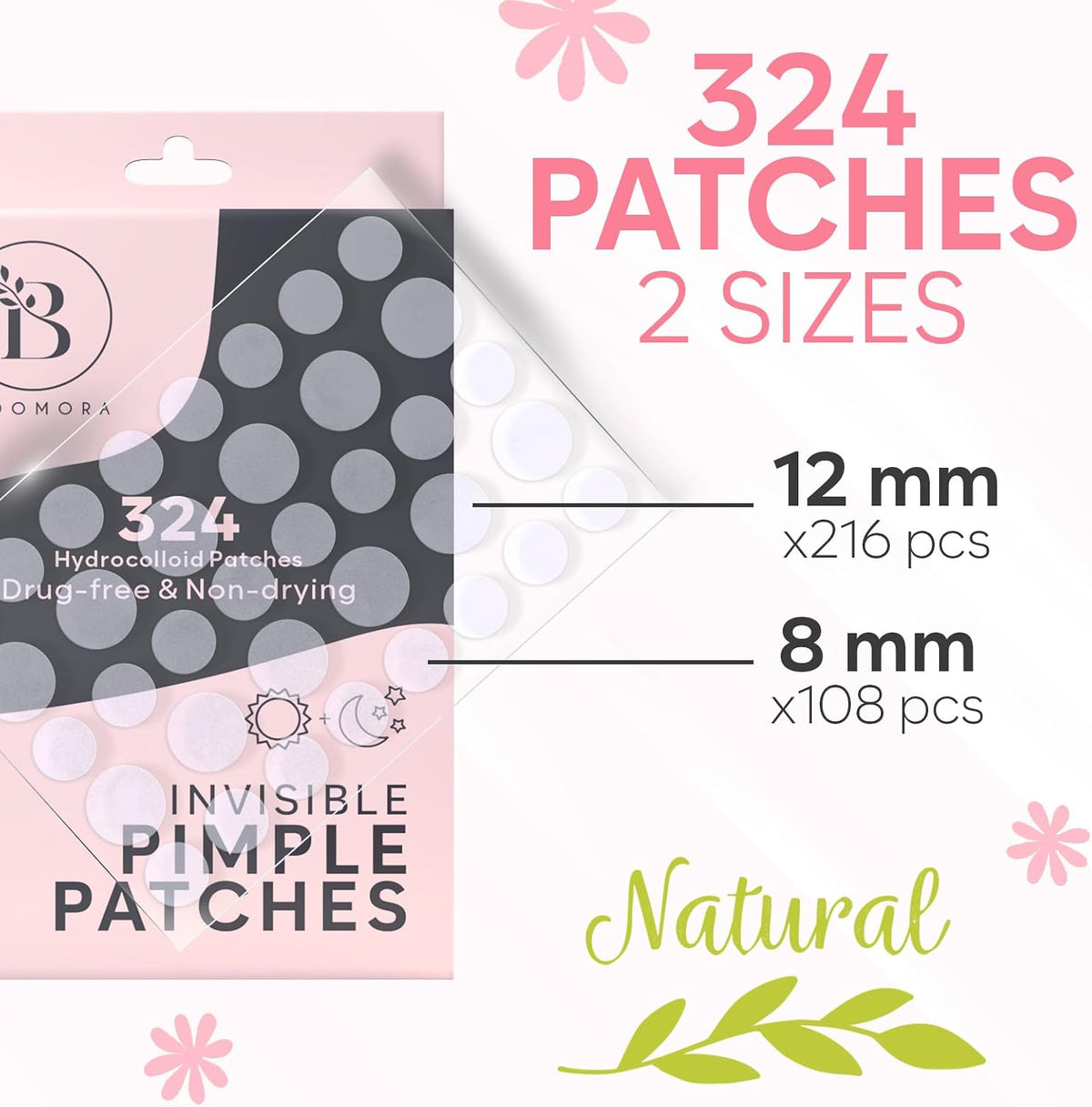 Bloomora spot cover patches showing dual sizes