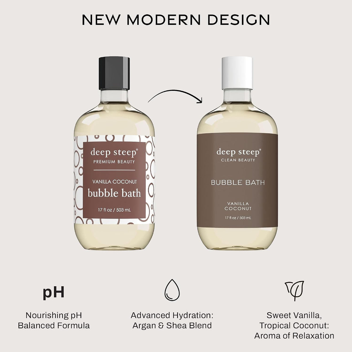 Deep Steep bubble bath bottle back instructions