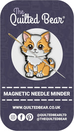 The Quilted Bear cat magnetic needle minder front view cross stitch accessory