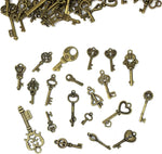 Variety of different sized metal key pendants for DIY projects