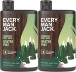 Every Man Jack Hydrating Body Wash Winter Pine front view of two pack bottles