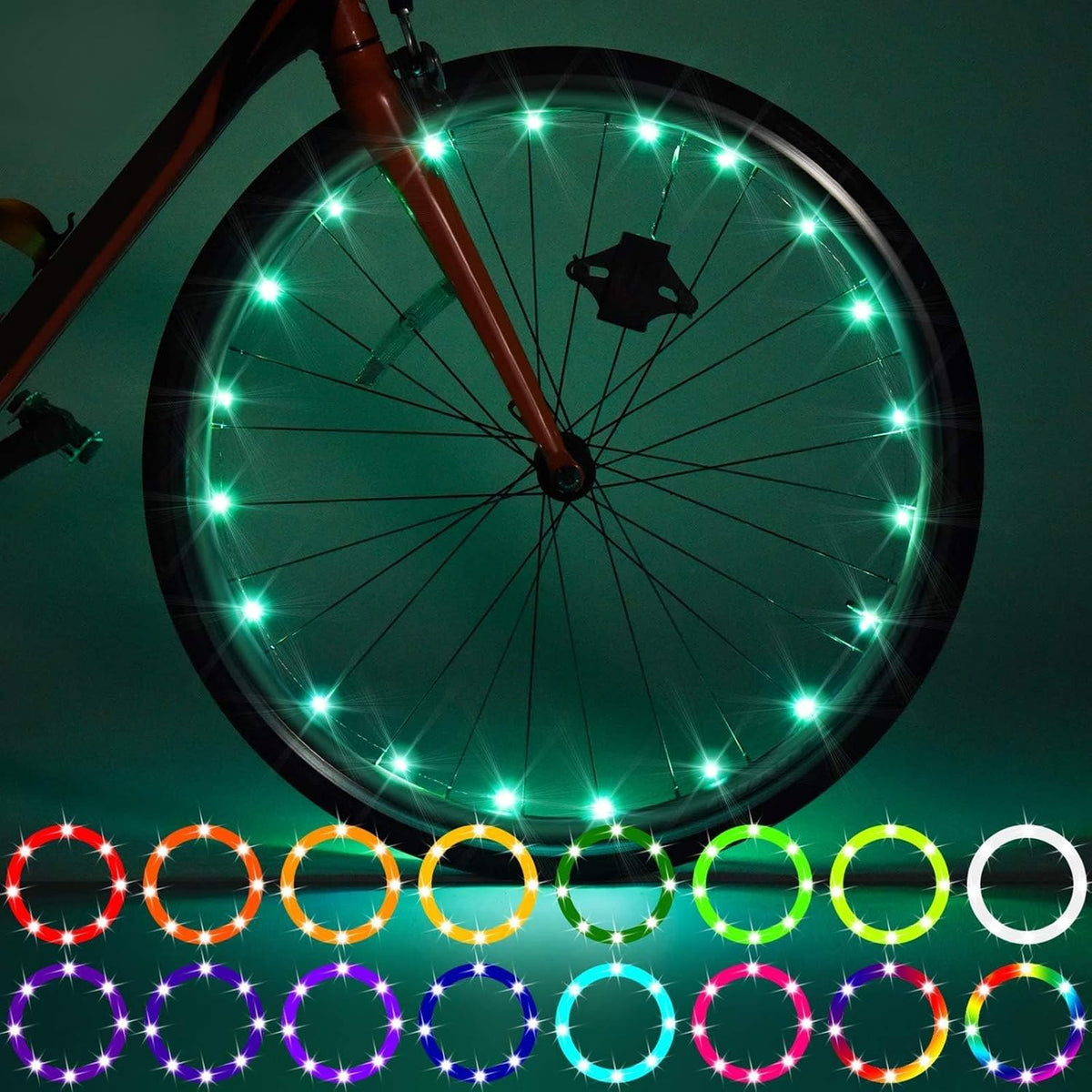 Waybelive LED Bike Wheel and Frame Lights, Waterproof | 16 Colors Remote Control, Bicycle Tire & Wheelchair Lights, Bike Wheel&Frame Lights, Ride at Night, Good Gifts for Kids - Image 9