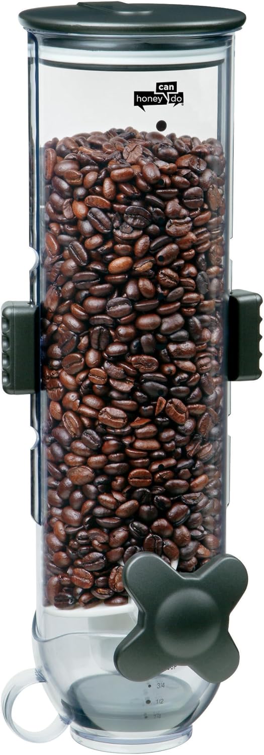 ZevrO wall-mounted dry food dispenser front view showing dual 13-ounce canisters