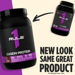 Rule 1 proteins slow release casein supplement side profile packaging