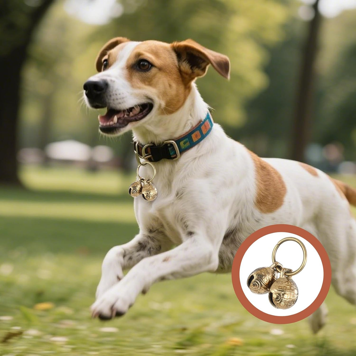 Small puppy wearing a collar featuring the extra loud copper tracking accessory.
