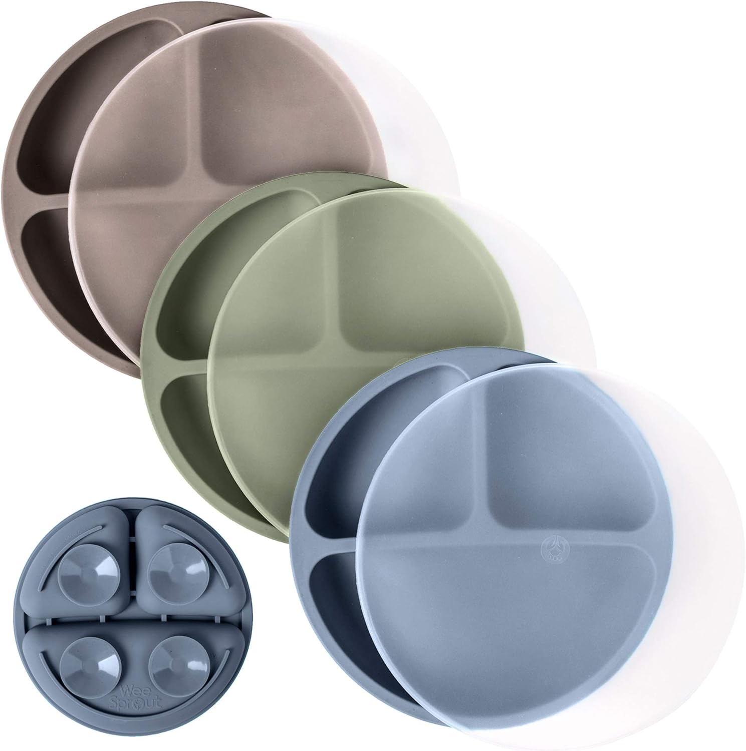 WeeSprout suction plates with lids front view