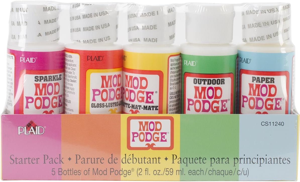 Mod Podge Waterbase Sealer, Glue and Finish Starter Pack front view bottles